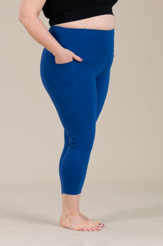 SUPLEX® Original korkeavyötäröiset taskulliset capri leggingsit -sininen