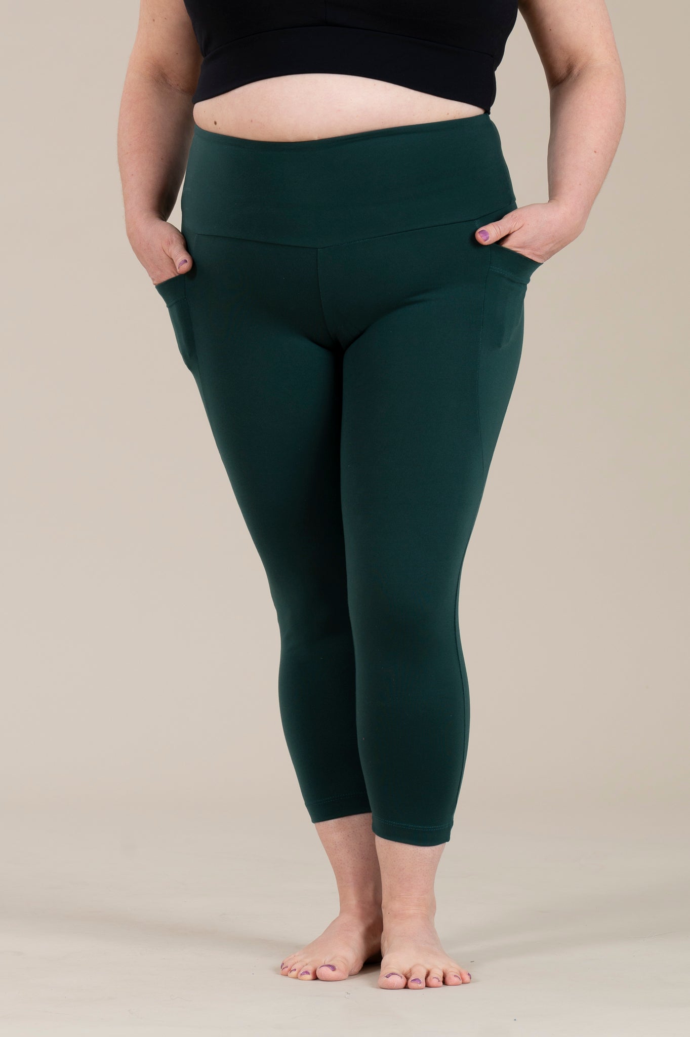 SUPLEX® Original korkeavyötäröiset taskulliset capri leggingsit -vihreä