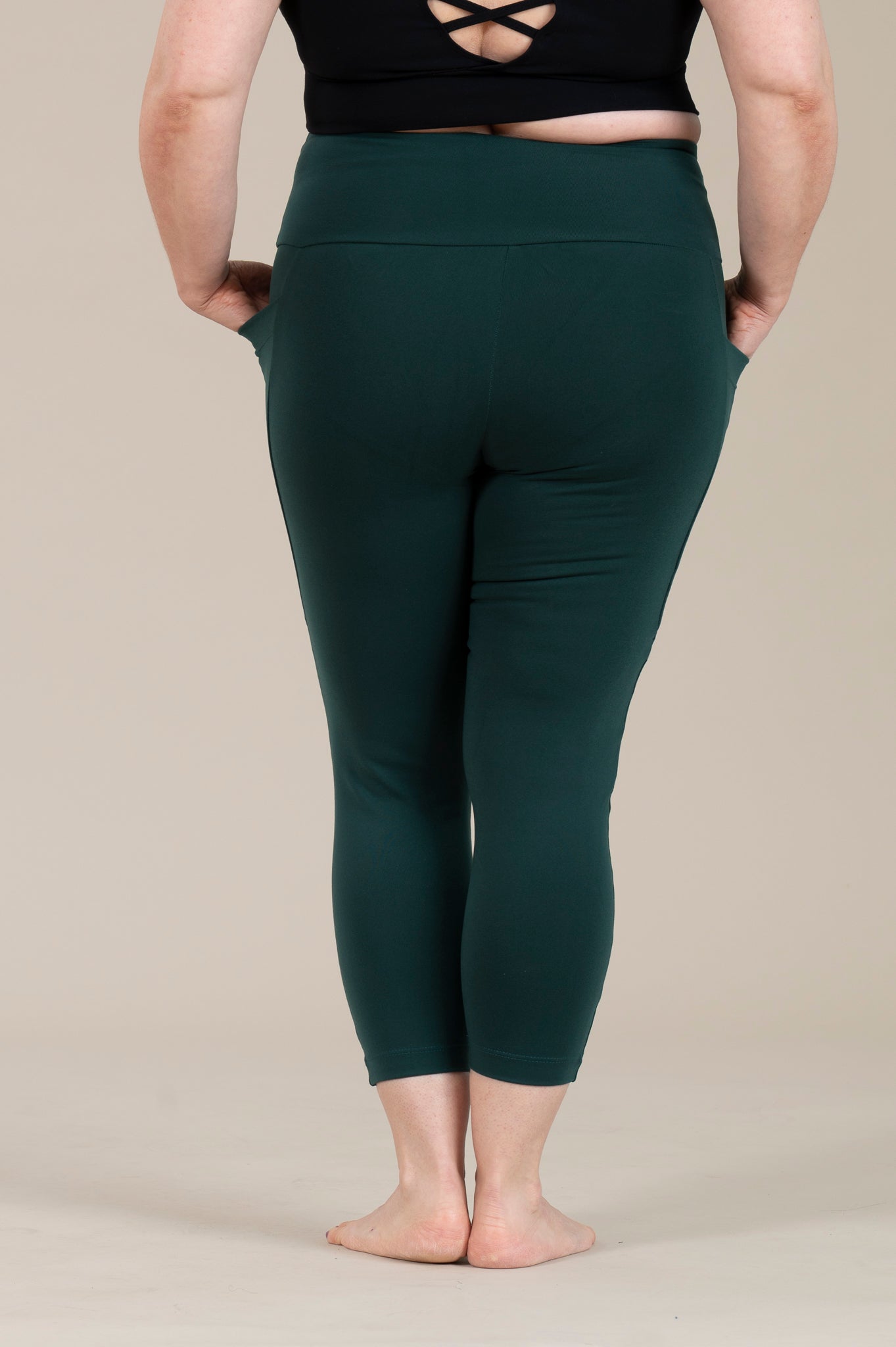 SUPLEX® Original korkeavyötäröiset taskulliset capri leggingsit -vihreä