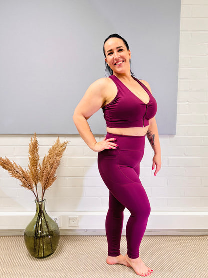 SUPLEX® Maxxi Power korkeavyötäröiset taskulliset leggingsit - luumu