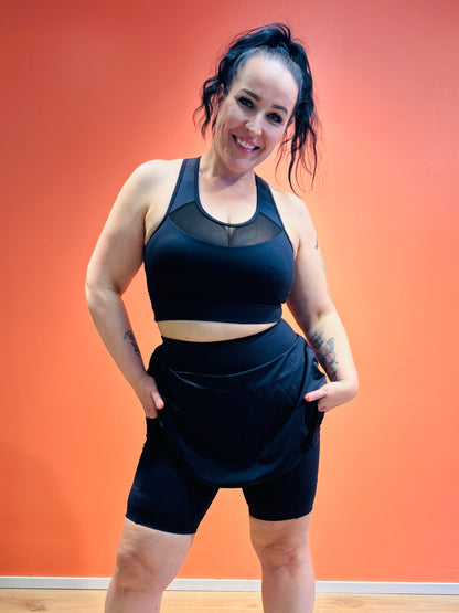 SUPLEX® Flow taskulliset bikershortsit hameella - grafiitin musta