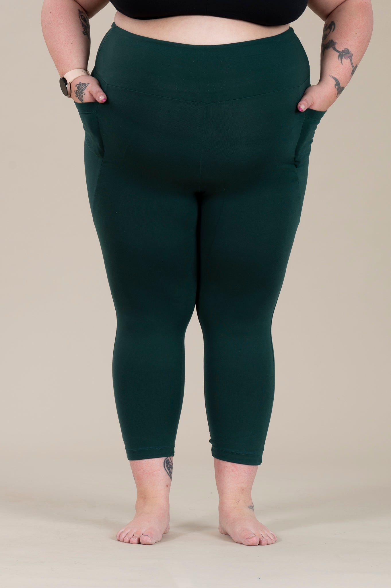 SUPLEX® Original korkeavyötäröiset taskulliset capri leggingsit -vihreä