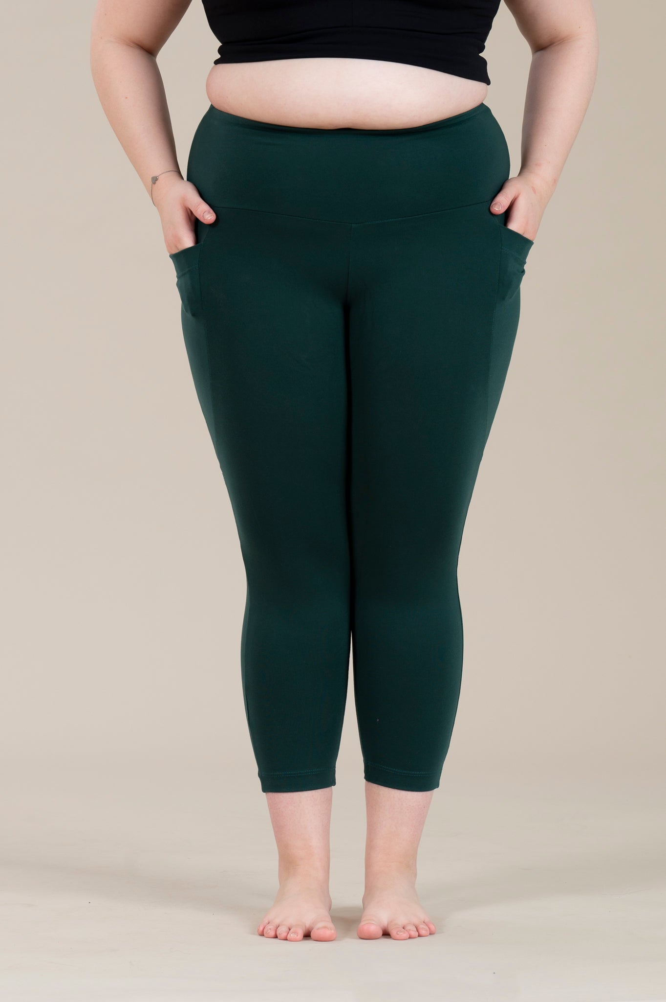 SUPLEX® Original korkeavyötäröiset taskulliset capri leggingsit -vihreä